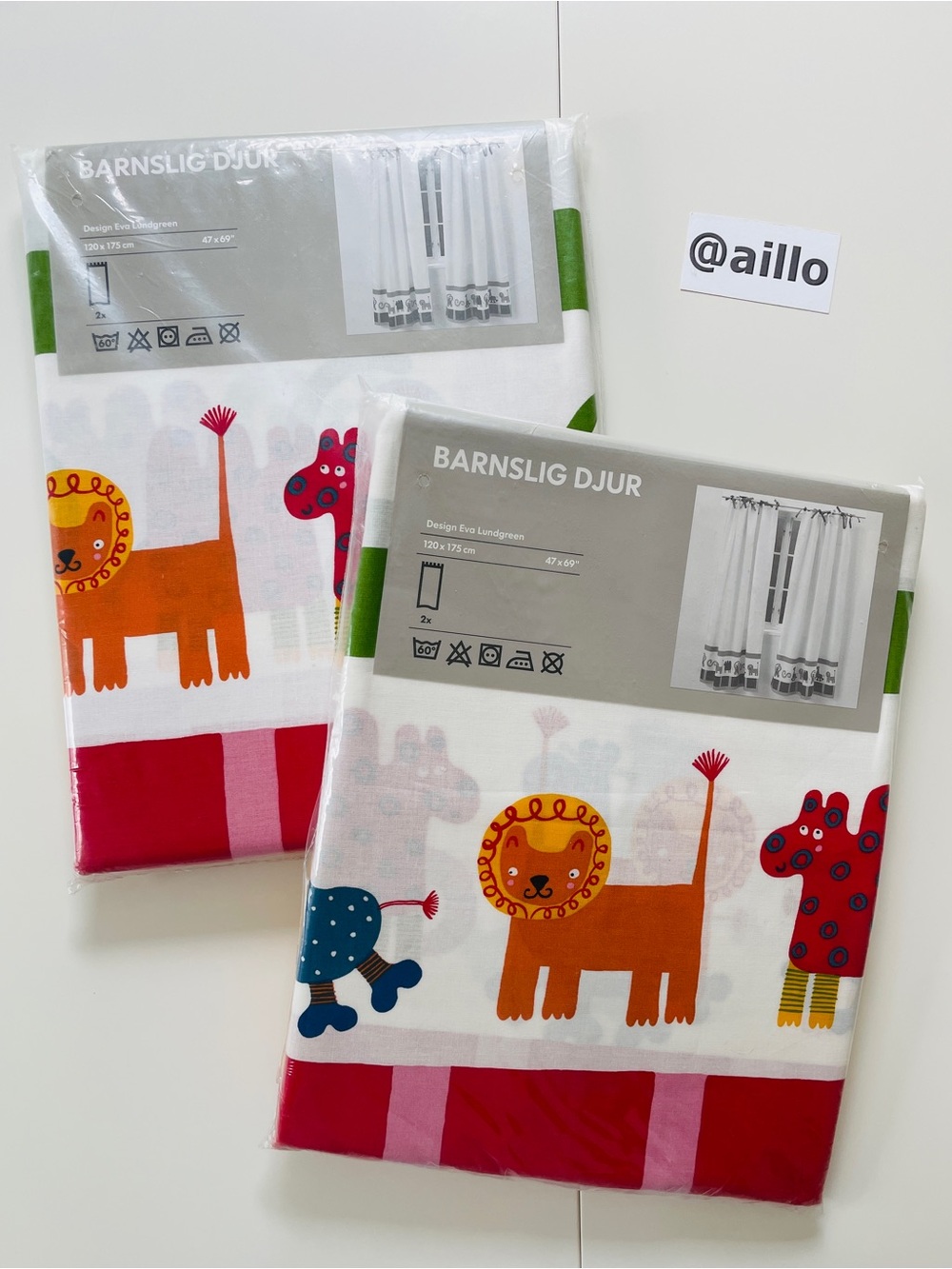 IKEA 2 Sets BARNSLIG DJUR Curtains
